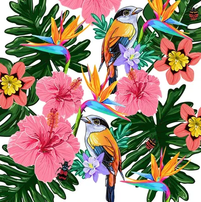 Онлайн пазл «Цветы и птицы »