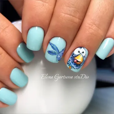 Рисунок на ногтях перо жар-птицы - YouTube