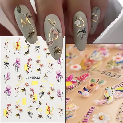 Слайдер водные наклейки для ногтей слайдеры для маникюра декор на ногти  Птицы Цветы - купить с доставкой по выгодным ценам в интернет-магазине OZON  (661554446)