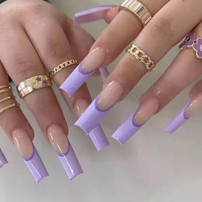 Taro Purple Fake Nails Short Square Press On Nails With - Temu