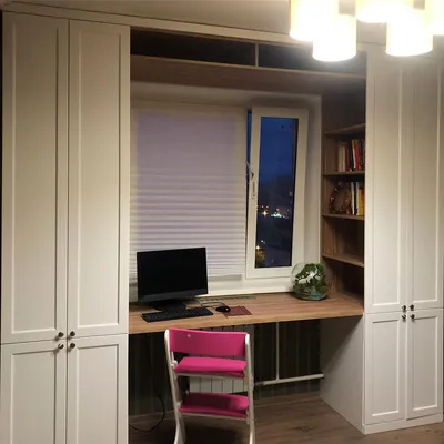 Детская комната для двоих и стол с пеналами у окна - ПЛИТ-МАР