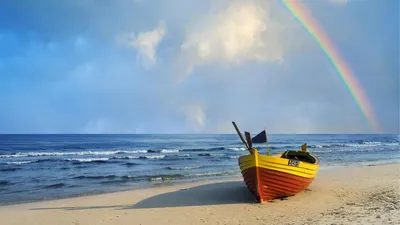 Фотообои Яркая радуга над морской гладью для стен, бесшовные, фото и цены,  купить в Интернет-магазине
