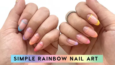 42 Cute Summer Nails For 2022 For Every Style : Rainbow Wiggly Tip Nails