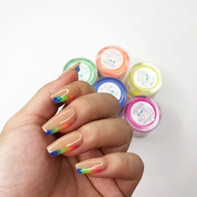 Neon Rainbow French Nails - Press On Nails – BTArtbox Nails