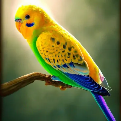 Радужный волнистый попугай, Сидит на…» — создано в Шедевруме