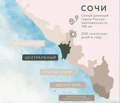 Карта Сочи (Россия) на русском языке, расположение на карте мира с  городами, метро, центра, районов и округов
