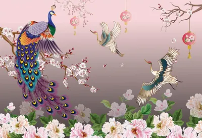Иллюстрация Райские птицы в стиле декоративный, живопись, персонажи
