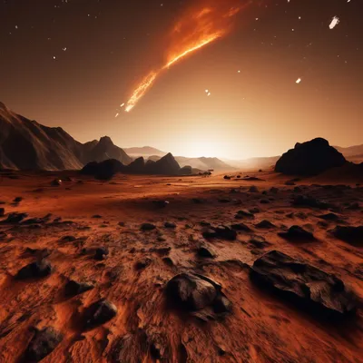 Рассвет на Марсе,звездопад» — создано в Шедевруме