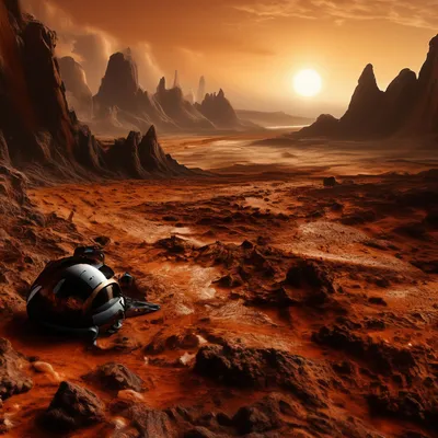 Рассвет на Марсе, детализация, …» — создано в Шедевруме
