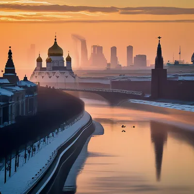 Москва Сити рассвет. Фотограф Александр Лукин