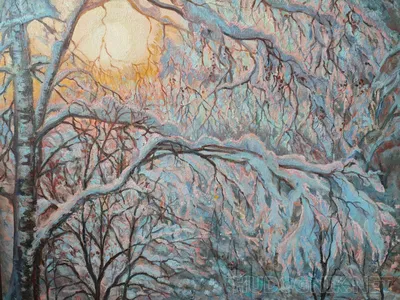 Обои Зима, снег, лес, деревья, река, рассвет, восход солнца 1920x1200 HD  Изображение