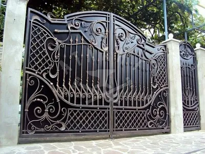 Раздвижные кованые ворота фото фото