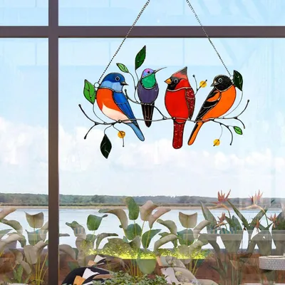 разноцветные птицы стоят в ряд на ветке, картинка с забавными птичками,  птица, смешной фон картинки и Фото для бесплатной загрузки