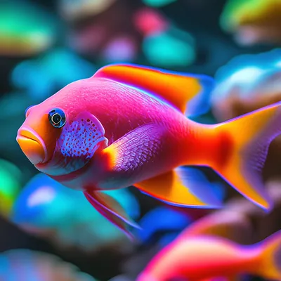 Фото Разноцветные рыбы под водой