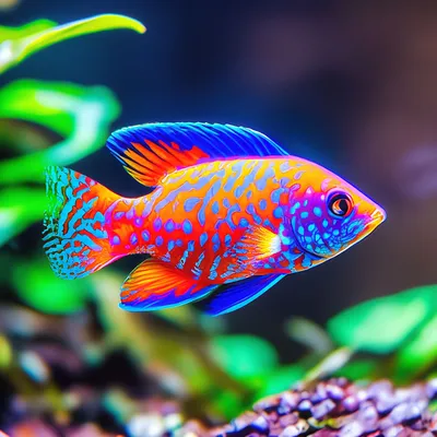 Экзотические разноцветные рыбы в аквариуме Стоковое Фото - изображение  насчитывающей диск, экзотическо: 204745108
