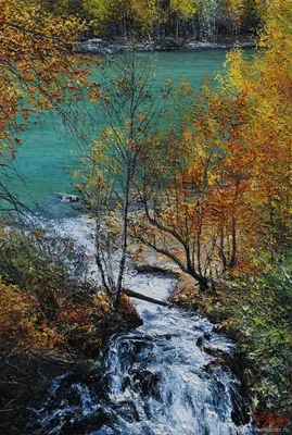 Горная река осенью, эстетично, туман…» — создано в Шедевруме