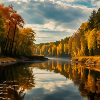 Река, осень | Река, Природа