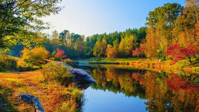 Пазл красивая река осенью - разгадать онлайн из раздела \"Природа\" бесплатно