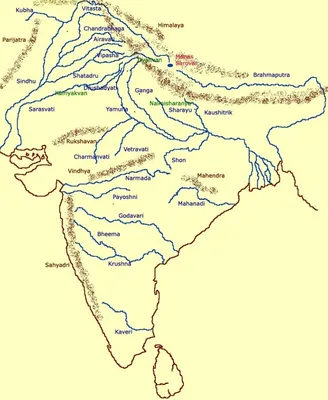 Река в Индии, Топ - 20 крупных рек Индии, главные реки полуострова, таблица  протяженности