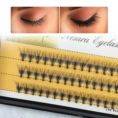 Накладные / Пучковые ресницы Nesura Eyelash Mix - 8,10,12 мм 10 D, изгиб С,  толщина 0.1 мм — купить в интернет-магазине по низкой цене на Яндекс Маркете