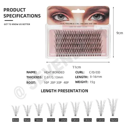 10D 20D Individual Cluster DIY Lashes 100 PCS 8-16 single Length Style -  Sevenlash