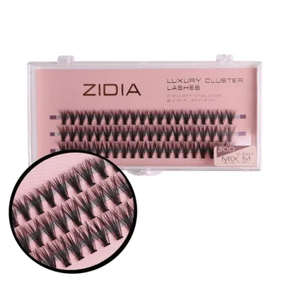 ZIDIA Cluster lashes Ресницы-пучки fish tail 24D C 0,10 (3 ленты, размер 9  мм) купить в Amoreshop