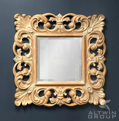 Настенное зеркало в резной раме ручной работы позолоченное, Chelini -  Мебель МР