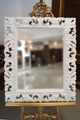 Настенное прямоугольное зеркало \"Кинг\" в резной раме, античное серебро |  Фабрика декора \"I AM ART\"