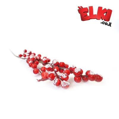 Декоративная ветка с красными ягодами - Зимняя Рябина - ELKI.CO.IL