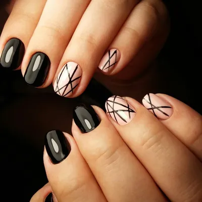 Рисунки черным лаком на ногтях - 20Nails