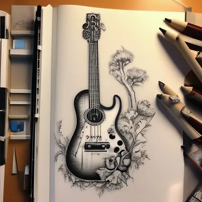Детский рисунок гитары - 71 фото