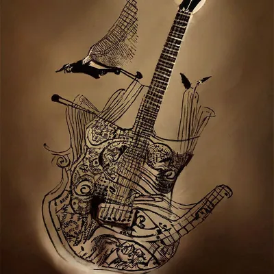 Простой рисунок волшебная гитара …» — создано в Шедевруме