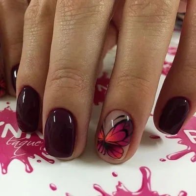 nice Очаровательные бабочки на ногтях (50 фото) — Интересный дизайн 2017  Check more at https://dnevniq.com/baboc… | Maroon nails, Nail colors, Best  nail art designs