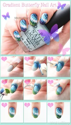 дизайн ногтей пошагово фото инструкция nail design step by step  instructions | Butterfly nail art, Butterfly nail, Nail art