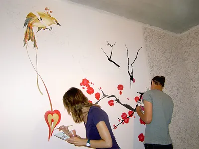 Рисунки на стене в комнату - Фото