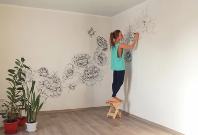 Простой рисунок на стене в доме. Силуэт котиков. | Легкие рисунки, Рисунок,  Рисунки