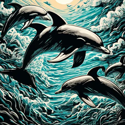 Картинки дельфины в море нарисованные (67 фото) » Картинки и статусы про  окружающий мир вокруг