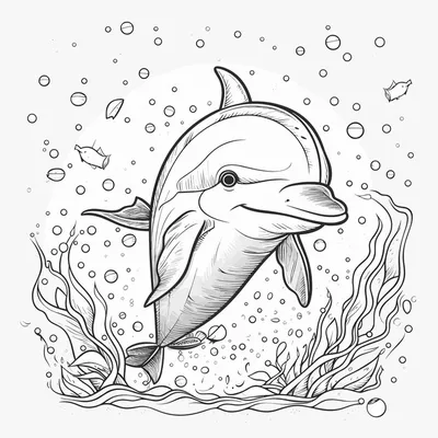 Девочка и дельфин, рисунок карандашом…» — создано в Шедевруме