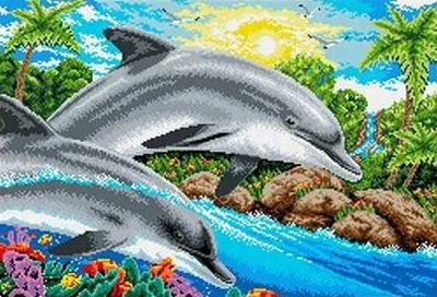 Рисунок дельфина, выпрыгивающего из воды. | Премиум Фото