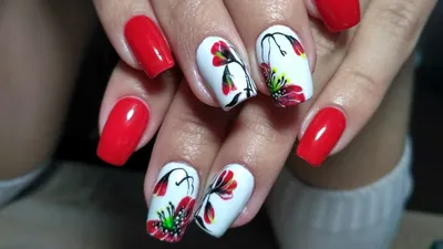 Маникюр \"Рисуем маки на ногтях\" / Manicure Drawing the poppies nails -  YouTube