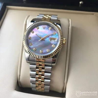 Стильные женские часы Rolex 36 mm Day - Date Silver Diamond Купить на  lux-bags