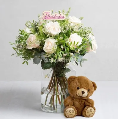 101 Роза + Мишка +Топер деревянный, Цветы и подарки в Белгороде, купить по  цене 30527 RUB, Монобукеты в Талея с доставкой | Flowwow