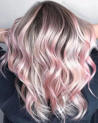 Розовое мелирование на темные волосы - 79 фото