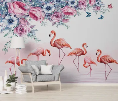 Фотообои фламинго: фотообои розовый фламинго | цена в интернет-магазине  Artside