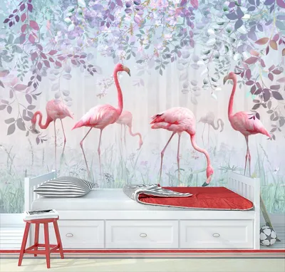 Розовый фламинго фото обои 368x254 см птички Фламинго и брызги краски  (12273P8)+клей (ID#1540135733), цена: 1200 ₴, купить на Prom.ua