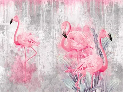 Фотообои на стену Розовый фламинго - Разное Птицы Разное Для подростков Для  девочек 3D Абстракция