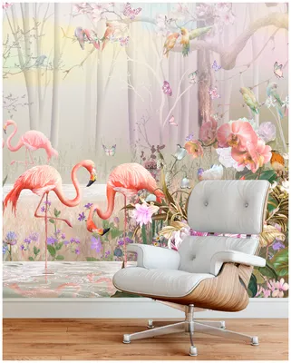 Фотообои \"Фламинго в розовом лесу\", 500х275 см — купить в интернет-магазине  по низкой цене на Яндекс Маркете