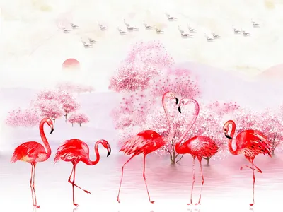Черный фламинго и нежно-розовый …» — создано в Шедевруме