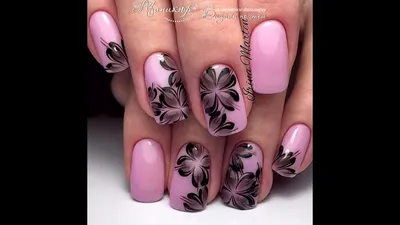 Розовый маникюр с рисунком и стразами - 20Nails