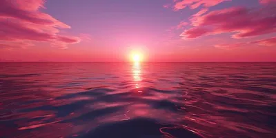 Розовый закат на море с отражением облаков и солнца на поверхности воды  Стоковое Изображение - изображение насчитывающей золотисто, свет: 174318451